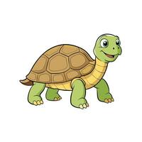 Cartoon turtle illustration with happy expression on a white background vector