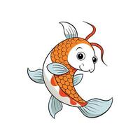 Cartoon koi fish swimming with a smile expression graphic vector