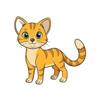 Cartoon tabby cat standing with a gentle smile on its face vector