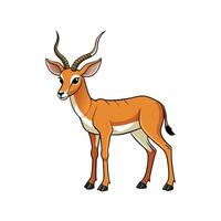 Cartoon impala illustration with outlined features on white background vector