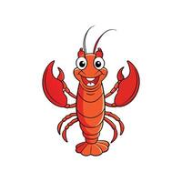 Happy Cartoon Lobster Character Isolated on White Background vector