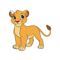 Cute cartoon lion cub isolated on a white background vector