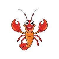 Happy cartoon lobster with large claws and big eyes vector