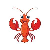 Cheerful red cartoon lobster with big claws illustration vector