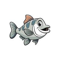 Cartoon fish smiling with friendly expression on white background vector