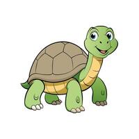 Cute cartoon turtle with a shell, smiling cheerfully vector