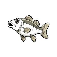 A stylized cartoon fish with gray stripes and a white belly. Its mouth is open midswim in a cheerful design. vector