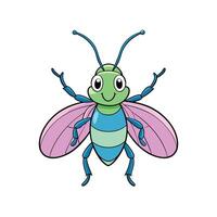 Cartoon insect smiling brightly with open arms and wings vector