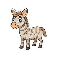 Cartoon zebra with happy expression standing on white background vector