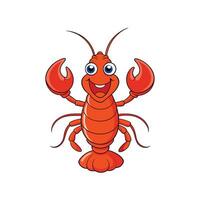Cartoon lobster character waving, smiling, isolated on white background vector