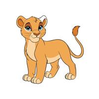Cartoon lioness cub standing, isolated on white background image vector
