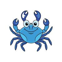 Cartoon blue crab smiling cheerfully on a white background vector
