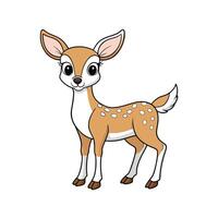 Cartoon fawn standing with cute expression on white background vector