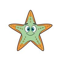 Cartoon starfish character with cheerful expression against white background vector