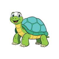 Smiling cartoon turtle illustration with green and teal shell vector