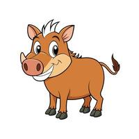 Friendly Cartoon Warthog Isolated on White Background Illustration vector