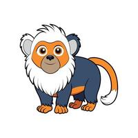 Cartoon Coppery Titi Monkey with Distinct Coloring and Features vector