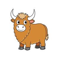 Cartoon yak character standing isolated on a white background vector