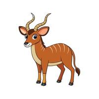 Cartoon nyala antelope standing facing forward on white background vector