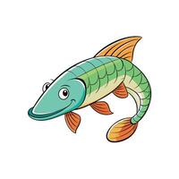 Cartoon fish with big eyes smiling brightly isolated object vector