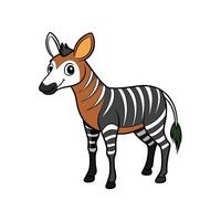 Cartoon okapi isolated on white background, side view vector