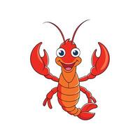 Cartoon lobster illustration with friendly expression on white background vector