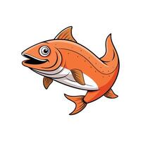 Cartoon Salmon Fish Illustration Isolated on White Background vector