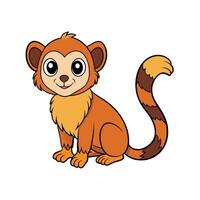 Cartoon Lemur Sitting, Smiling, Isolated on White Background Stock Image vector