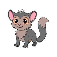 Cartoon Bush Baby Character with Big Eyes and Tail vector