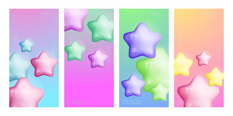 Colorful 3D Star Shapes on Gradient Backgrounds with Modern Aesthetic