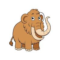 Cartoon woolly mammoth illustration on white background, full view vector