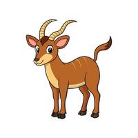 Cartoon brown antelope illustration standing with antlers and stripes vector