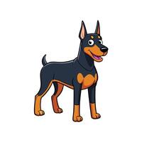 Cartoon doberman pinscher standing with a curious expression vector