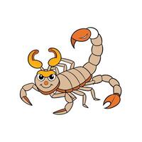 Cartoon scorpion with a friendly face and menacing stinger vector