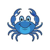 Cartoon blue crab illustration on white background, friendly character vector