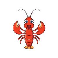 Cheerful cartoon lobster illustration on a white background design vector