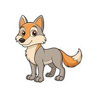 Cartoon coyote illustration with cute smile on white backdrop vector