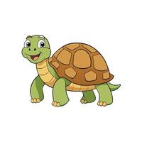 Cartoon turtle illustration with smiling expression on a white background vector