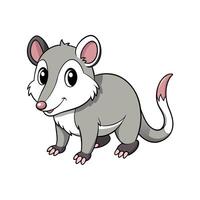 Cartoon opossum illustration standing isolated on white background vector