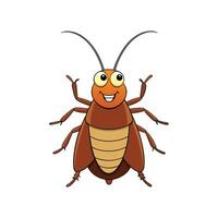 Cute cartoon cockroach character standing on a white background vector