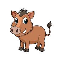 Cartoon Warthog Character with a Cheerful Expression Isolated vector