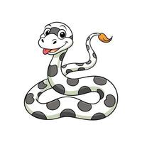 Cartoon spotted snake character coiled and smiling playfully vector