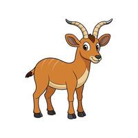 Cartoon stylized nyala antelope with curved horns on white vector