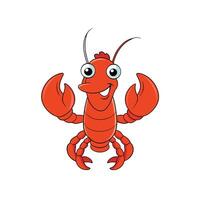 Cartoon illustration of a smiling red lobster with large claws. Cheerful and simple graphic style. vector