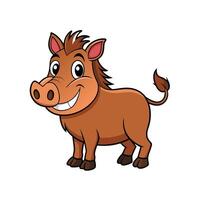 Cartoon Warthog Illustration Featuring Exaggerated Features and Cheerful Expression vector