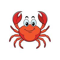 Cartoon red crab with big claws and happy face vector