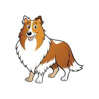 Cartoon Shetland Sheepdog Illustration, Friendly and Smiling Portrait vector