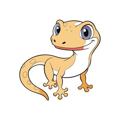 Cartoon gecko illustration isolated on white background stock image