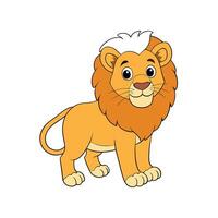Cartoon Lion Character Illustration with Warm Color Palette and Outline vector