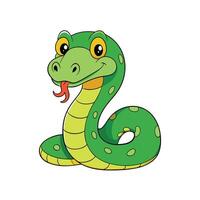 Cartoon green snake with friendly expression on white background vector